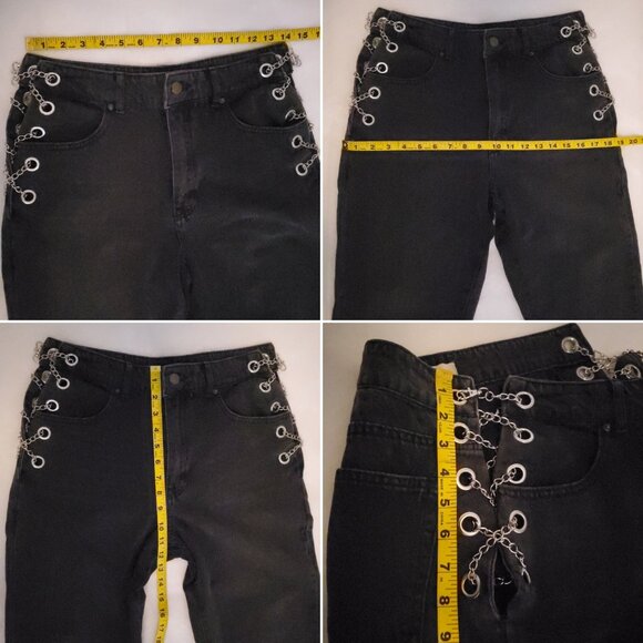 Forever 21 Women’s Curb Chain High-Rise Straight Leg Jeans Black Wash - (26) - Picture 15 of 16